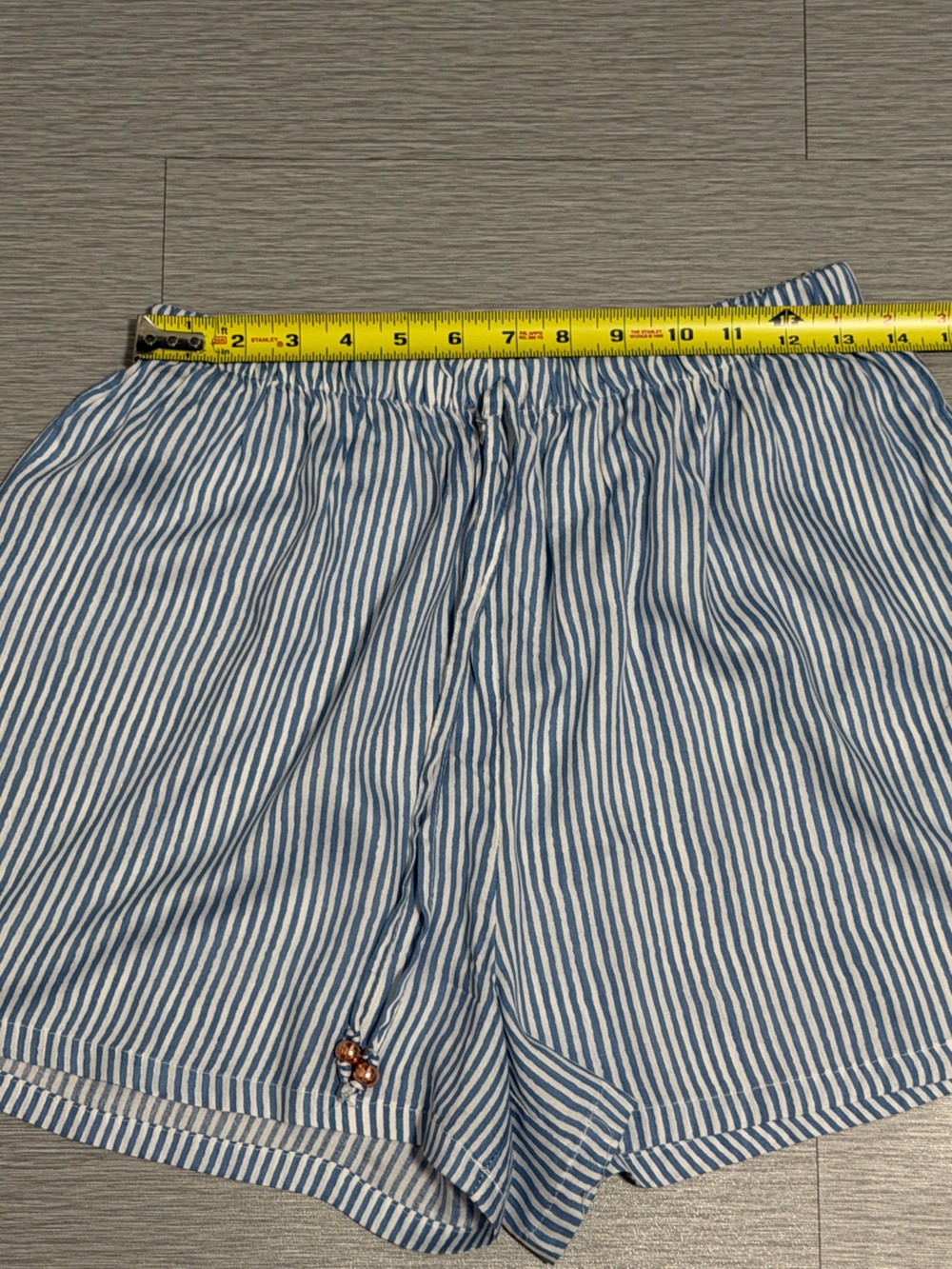 Salty Lemon Women’s Blue White Striped Pull On Shorts Rayon Elastic Waist Size L - Picture 5 of 9